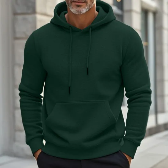 Discount OUKU Men's Hoodie Black Wine Dark Green Light Grey Dark Gray Hooded Plain Drawstring Pocket Ribbed Sports & Outdoor Daily Holiday Streetwear Basic Casual Spring & Fall Clothing Apparel Hoodies