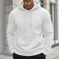 Discount OUKU Men's Hoodie Black Wine Dark Green Light Grey Dark Gray Hooded Plain Drawstring Pocket Ribbed Sports & Outdoor Daily Holiday Streetwear Basic Casual Spring & Fall Clothing Apparel Hoodies