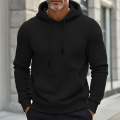 Discount OUKU Men's Hoodie Black Wine Dark Green Light Grey Dark Gray Hooded Plain Drawstring Pocket Ribbed Sports & Outdoor Daily Holiday Streetwear Basic Casual Spring & Fall Clothing Apparel Hoodies