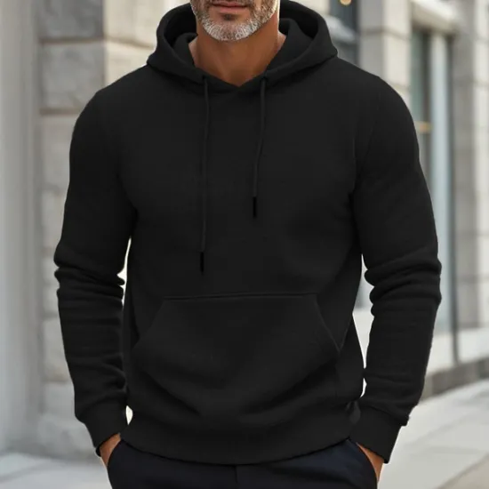 Discount OUKU Men's Hoodie Black Wine Dark Green Light Grey Dark Gray Hooded Plain Drawstring Pocket Ribbed Sports & Outdoor Daily Holiday Streetwear Basic Casual Spring & Fall Clothing Apparel Hoodies