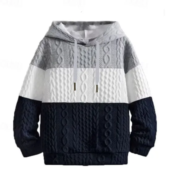 Best OUKU Men's Hoodie Black Wine Orange Light Grey Hooded Color Block Jacquard Patchwork Ribbed Textured Sports & Outdoor Daily Holiday Polyester Textured Streetwear Basic Casual Fall & Winter Clothing Apparel