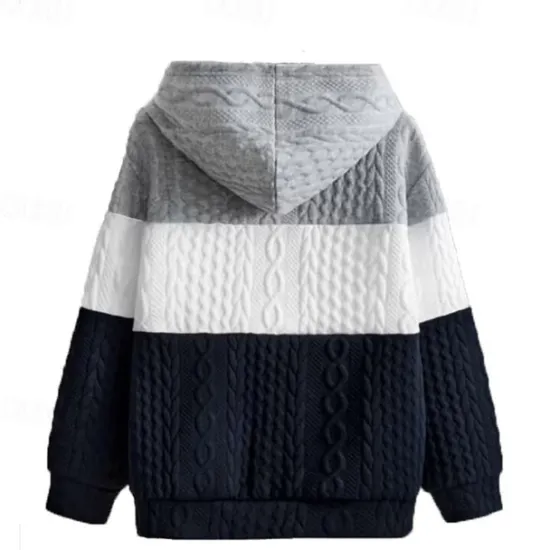Best OUKU Men's Hoodie Black Wine Orange Light Grey Hooded Color Block Jacquard Patchwork Ribbed Textured Sports & Outdoor Daily Holiday Polyester Textured Streetwear Basic Casual Fall & Winter Clothing Apparel