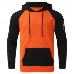 Sale OUKU Men's Hoodie Black Yellow Red Blue Orange Hooded Color Block Sports & Outdoor Daily Holiday Streetwear Cool Casual Spring & Fall Clothing Apparel Hoodies Sweatshirts