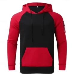 Sale OUKU Men's Hoodie Black Yellow Red Blue Orange Hooded Color Block Sports & Outdoor Daily Holiday Streetwear Cool Casual Spring & Fall Clothing Apparel Hoodies Sweatshirts