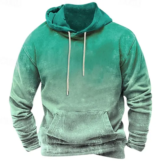 New OUKU Men's Hoodie Blue Orange Green Gray Hooded Color Block Pocket Sports & Outdoor Daily Holiday Streetwear Basic Casual Spring & Fall Clothing Apparel Hoodies Sweatshirts