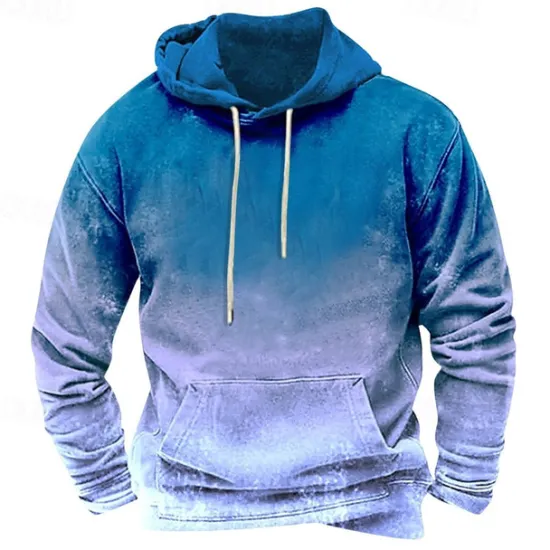 New OUKU Men's Hoodie Blue Orange Green Gray Hooded Color Block Pocket Sports & Outdoor Daily Holiday Streetwear Basic Casual Spring & Fall Clothing Apparel Hoodies Sweatshirts