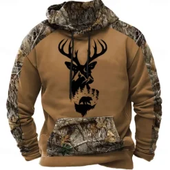Clearance OUKU Men's Hoodie Brown 2# Brown 3# Brown Hooded Camouflage Camo / Camouflage 3D Print Cool Fall Winter Clothing Apparel Hoodies Sweatshirts