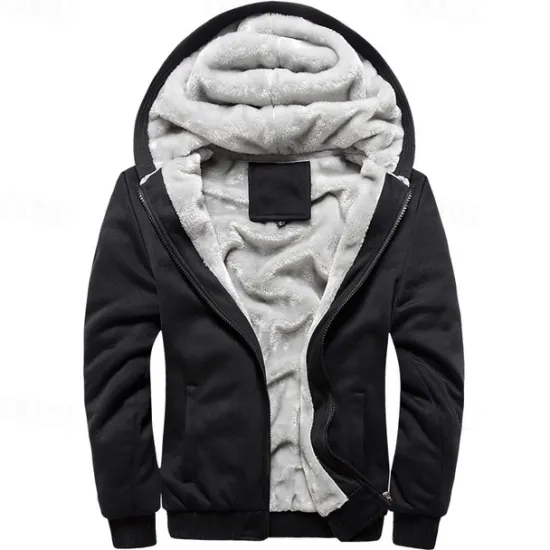 Discount OUKU Men's Hoodie Fleece Hoodie Fleece lined Hoodie Black Red Blue Gray Hooded Plain Zipper Color Block Sports & Outdoor Casual Daily Polyester Streetwear Cool Casual Fall Winter Clothing Apparel Hoodies