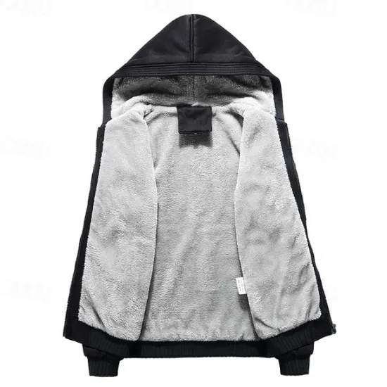 Discount OUKU Men's Hoodie Fleece Hoodie Fleece lined Hoodie Black Red Blue Gray Hooded Plain Zipper Color Block Sports & Outdoor Casual Daily Polyester Streetwear Cool Casual Fall Winter Clothing Apparel Hoodies