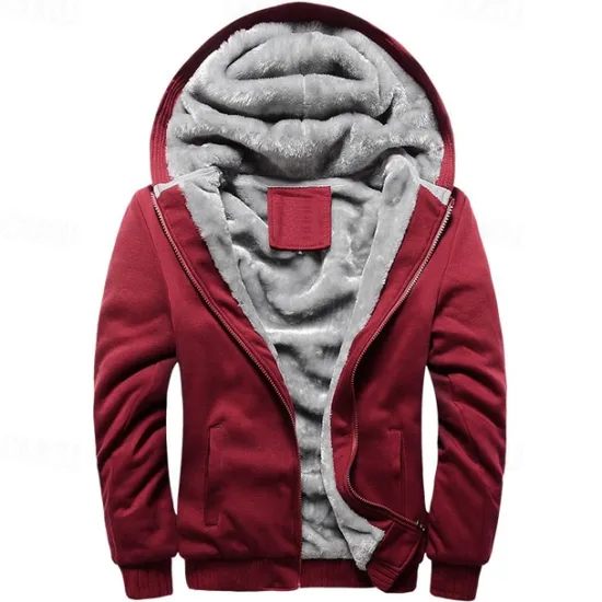 Discount OUKU Men's Hoodie Fleece Hoodie Fleece lined Hoodie Black Red Blue Gray Hooded Plain Zipper Color Block Sports & Outdoor Casual Daily Polyester Streetwear Cool Casual Fall Winter Clothing Apparel Hoodies