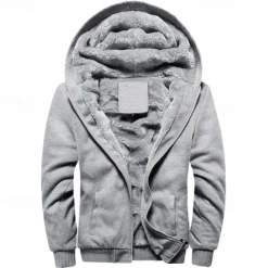 Discount OUKU Men's Hoodie Fleece Hoodie Fleece lined Hoodie Black Red Blue Gray Hooded Plain Zipper Color Block Sports & Outdoor Casual Daily Polyester Streetwear Cool Casual Fall Winter Clothing Apparel Hoodies