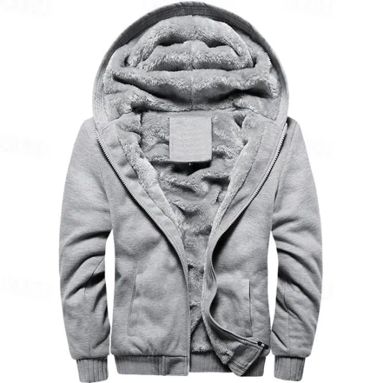 Discount OUKU Men's Hoodie Fleece Hoodie Fleece lined Hoodie Black Red Blue Gray Hooded Plain Zipper Color Block Sports & Outdoor Casual Daily Polyester Streetwear Cool Casual Fall Winter Clothing Apparel Hoodies