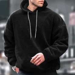 OUKU Men's Hoodie Fleece Hoodie Black Brown Gray Hooded Plain Pocket Sports & Outdoor Daily Holiday Streetwear Cool Casual Winter Spring & Fall Clothing Apparel Hoodies Sweatshirts