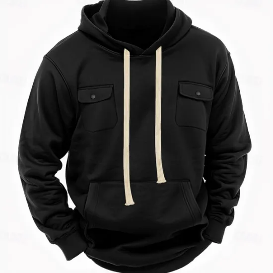 Best OUKU Men's Hoodie Fleece Hoodie Tactical Hoodie Black Army Green Khaki Light Grey Dark Gray Hooded Plain Pocket Casual Daily Streetwear Basic Casual Tactical Spring & Fall Cross-Seasons Clothing Apparel