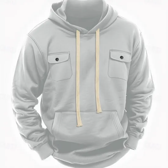 Best OUKU Men's Hoodie Fleece Hoodie Tactical Hoodie Black Army Green Khaki Light Grey Dark Gray Hooded Plain Pocket Casual Daily Streetwear Basic Casual Tactical Spring & Fall Cross-Seasons Clothing Apparel