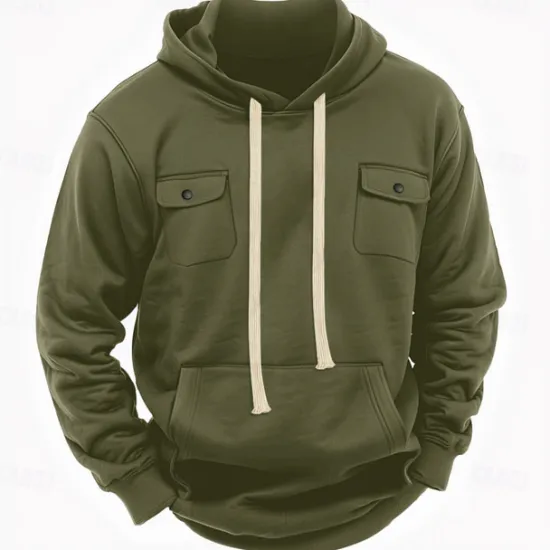 Best OUKU Men's Hoodie Fleece Hoodie Tactical Hoodie Black Army Green Khaki Light Grey Dark Gray Hooded Plain Pocket Casual Daily Streetwear Basic Casual Tactical Spring & Fall Cross-Seasons Clothing Apparel