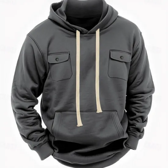 Best OUKU Men's Hoodie Fleece Hoodie Tactical Hoodie Black Army Green Khaki Light Grey Dark Gray Hooded Plain Pocket Casual Daily Streetwear Basic Casual Tactical Spring & Fall Cross-Seasons Clothing Apparel