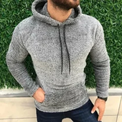 New OUKU Men's Hoodie Fleece Hoodie Black White Army Green Khaki Gray Hooded Plain Pocket Sports & Outdoor Daily Holiday Streetwear Basic Casual Fall & Winter Clothing Apparel Hoodies Sweatshirts