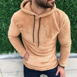New OUKU Men's Hoodie Fleece Hoodie Black White Army Green Khaki Gray Hooded Plain Pocket Sports & Outdoor Daily Holiday Streetwear Basic Casual Fall & Winter Clothing Apparel Hoodies Sweatshirts