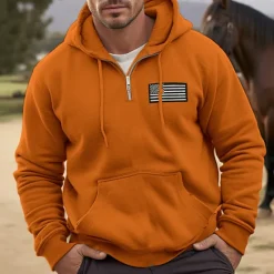 New OUKU Men's Hoodie Full Zip Hoodie Blue Orange Brown Gray Hooded National Flag Sports & Outdoor Daily Holiday Polyester Streetwear Cool Casual Spring & Fall Clothing Apparel Hoodies Sweatshirts Long
