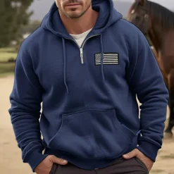 New OUKU Men's Hoodie Full Zip Hoodie Blue Orange Brown Gray Hooded National Flag Sports & Outdoor Daily Holiday Polyester Streetwear Cool Casual Spring & Fall Clothing Apparel Hoodies Sweatshirts Long