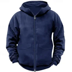 Clearance OUKU Men's Hoodie Full Zip Hoodie Tactical Hoodie Black Navy Blue Khaki Gray Hooded Plain Tactical Sports & Outdoor Daily Streetwear Cool Casual Winter Spring & Fall Clothing Apparel Hoodies Sweatshirts
