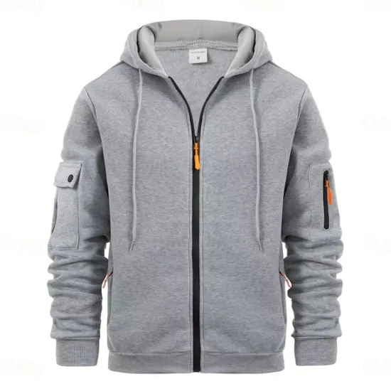 Online OUKU Men's Hoodie Full Zip Hoodie Tactical Hoodie Black Navy Blue Blue Khaki Dark Gray Hooded Plain Sports & Outdoor Daily Holiday Streetwear Cool Casual Winter Spring & Fall Clothing Apparel Hoodies