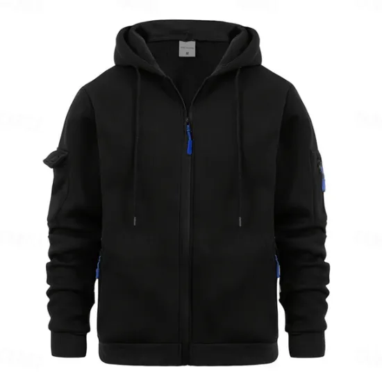 Online OUKU Men's Hoodie Full Zip Hoodie Tactical Hoodie Black Navy Blue Blue Khaki Dark Gray Hooded Plain Sports & Outdoor Daily Holiday Streetwear Cool Casual Winter Spring & Fall Clothing Apparel Hoodies