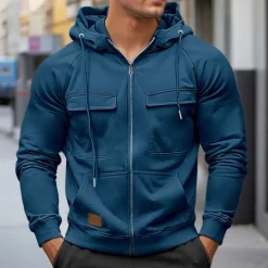 Hot OUKU Men's Hoodie Full Zip Hoodie Raglan Hoodie Tactical Hoodie Black Wine Army Green Red Navy Blue Hooded Plain Tactical Sports & Outdoor Daily Streetwear Cool Casual Winter Spring & Fall Clothing
