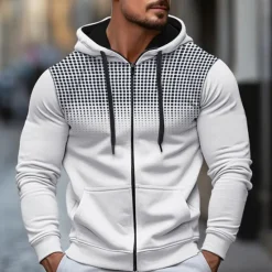 Clearance OUKU Men's Hoodie Full Zip Hoodie Black White Red Blue Dark Gray Hooded Color Block Sports & Outdoor Daily Holiday Polyester Streetwear Cool Casual Spring & Fall Clothing Apparel Hoodies Sweatshirts