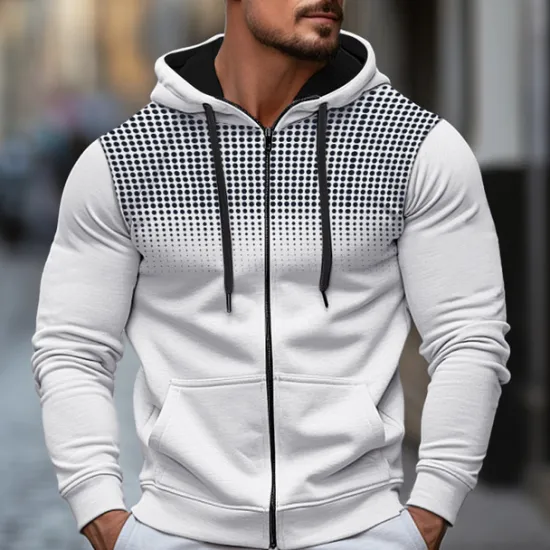 Clearance OUKU Men's Hoodie Full Zip Hoodie Black White Red Blue Dark Gray Hooded Color Block Sports & Outdoor Daily Holiday Polyester Streetwear Cool Casual Spring & Fall Clothing Apparel Hoodies Sweatshirts