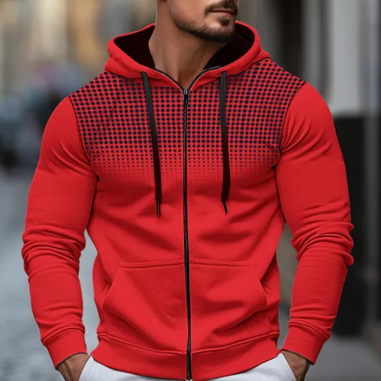 Clearance OUKU Men's Hoodie Full Zip Hoodie Black White Red Blue Dark Gray Hooded Color Block Sports & Outdoor Daily Holiday Polyester Streetwear Cool Casual Spring & Fall Clothing Apparel Hoodies Sweatshirts