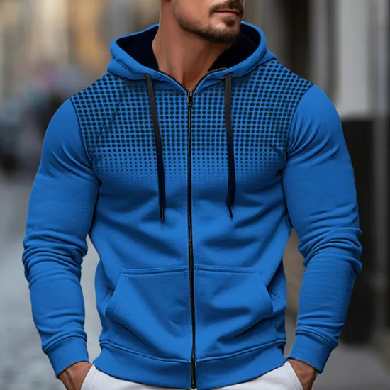 Clearance OUKU Men's Hoodie Full Zip Hoodie Black White Red Blue Dark Gray Hooded Color Block Sports & Outdoor Daily Holiday Polyester Streetwear Cool Casual Spring & Fall Clothing Apparel Hoodies Sweatshirts