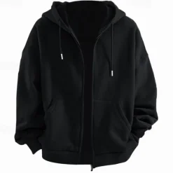 Clearance OUKU Men's Hoodie Full Zip Hoodie Tactical Black Royal Blue Dark Gray Hooded Plain Sports & Outdoor Daily Holiday Polyester Streetwear Cool Casual Spring & Fall Clothing Apparel Hoodies Sweatshirts Long