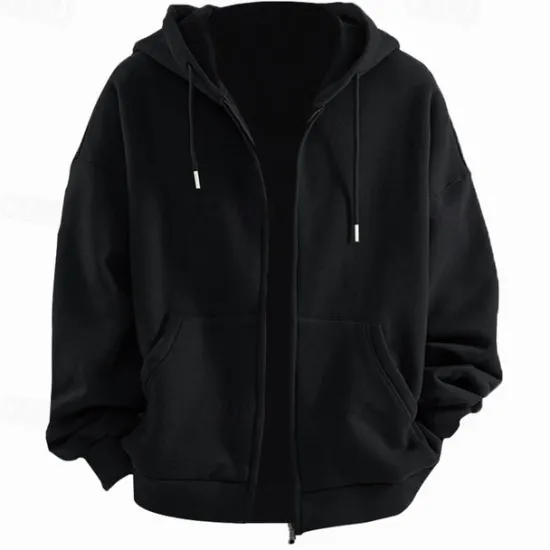 Clearance OUKU Men's Hoodie Full Zip Hoodie Tactical Black Royal Blue Dark Gray Hooded Plain Sports & Outdoor Daily Holiday Polyester Streetwear Cool Casual Spring & Fall Clothing Apparel Hoodies Sweatshirts Long