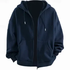 Clearance OUKU Men's Hoodie Full Zip Hoodie Tactical Black Royal Blue Dark Gray Hooded Plain Sports & Outdoor Daily Holiday Polyester Streetwear Cool Casual Spring & Fall Clothing Apparel Hoodies Sweatshirts Long