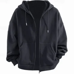 Clearance OUKU Men's Hoodie Full Zip Hoodie Tactical Black Royal Blue Dark Gray Hooded Plain Sports & Outdoor Daily Holiday Polyester Streetwear Cool Casual Spring & Fall Clothing Apparel Hoodies Sweatshirts Long