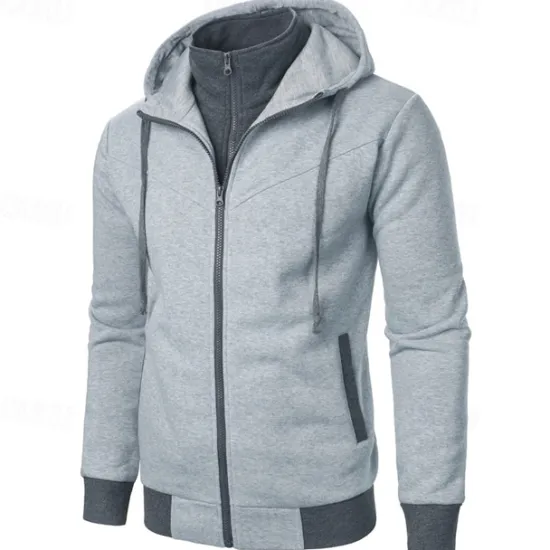 Clearance OUKU Men's Hoodie Full Zip Hoodie Tactical Hoodie Black Light Grey Dark Gray Hooded Plain Tactical Sports & Outdoor Daily Streetwear Cool Casual Winter Spring & Fall Clothing Apparel Hoodies Sweatshirts