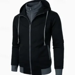 Clearance OUKU Men's Hoodie Full Zip Hoodie Tactical Hoodie Black Light Grey Dark Gray Hooded Plain Tactical Sports & Outdoor Daily Streetwear Cool Casual Winter Spring & Fall Clothing Apparel Hoodies Sweatshirts