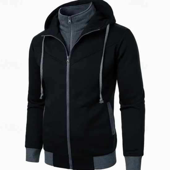 Clearance OUKU Men's Hoodie Full Zip Hoodie Tactical Hoodie Black Light Grey Dark Gray Hooded Plain Tactical Sports & Outdoor Daily Streetwear Cool Casual Winter Spring & Fall Clothing Apparel Hoodies Sweatshirts