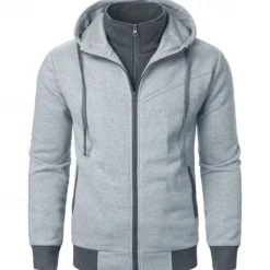 Clearance OUKU Men's Hoodie Full Zip Hoodie Tactical Hoodie Black Light Grey Dark Gray Hooded Plain Tactical Sports & Outdoor Daily Streetwear Cool Casual Winter Spring & Fall Clothing Apparel Hoodies Sweatshirts