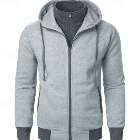 Clearance OUKU Men's Hoodie Full Zip Hoodie Tactical Hoodie Black Light Grey Dark Gray Hooded Plain Tactical Sports & Outdoor Daily Streetwear Cool Casual Winter Spring & Fall Clothing Apparel Hoodies Sweatshirts