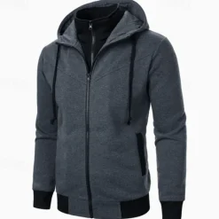 Clearance OUKU Men's Hoodie Full Zip Hoodie Tactical Hoodie Black Light Grey Dark Gray Hooded Plain Tactical Sports & Outdoor Daily Streetwear Cool Casual Winter Spring & Fall Clothing Apparel Hoodies Sweatshirts