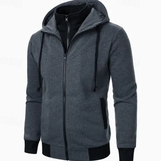 Clearance OUKU Men's Hoodie Full Zip Hoodie Tactical Hoodie Black Light Grey Dark Gray Hooded Plain Tactical Sports & Outdoor Daily Streetwear Cool Casual Winter Spring & Fall Clothing Apparel Hoodies Sweatshirts