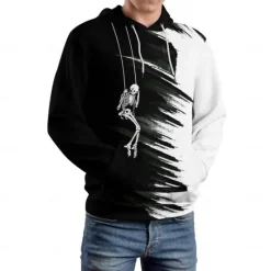 Best OUKU Men's Hoodie Hoodies Sweatshirt Fashion Daily Long Sleeve Hooded Vacation Streetwear Printing Winter Spring & Fall Designer White