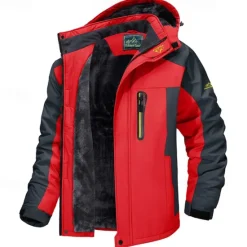 Clearance OUKU Men's Hoodie Jacket Ski Jacket Hiking Fleece Jacket Winter Outdoor Thermal Warm Fleece Lining Waterproof Windproof Outerwear Windbreaker Softshell Jacket Coat Skiing Ski Snowboard Fishing Black