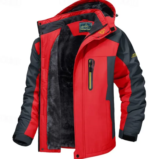 Clearance OUKU Men's Hoodie Jacket Ski Jacket Hiking Fleece Jacket Winter Outdoor Thermal Warm Fleece Lining Waterproof Windproof Outerwear Windbreaker Softshell Jacket Coat Skiing Ski Snowboard Fishing Black