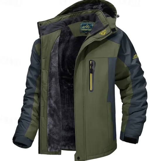 Clearance OUKU Men's Hoodie Jacket Ski Jacket Hiking Fleece Jacket Winter Outdoor Thermal Warm Fleece Lining Waterproof Windproof Outerwear Windbreaker Softshell Jacket Coat Skiing Ski Snowboard Fishing Black