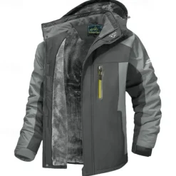 Clearance OUKU Men's Hoodie Jacket Ski Jacket Hiking Fleece Jacket Winter Outdoor Thermal Warm Fleece Lining Waterproof Windproof Outerwear Windbreaker Softshell Jacket Coat Skiing Ski Snowboard Fishing Black
