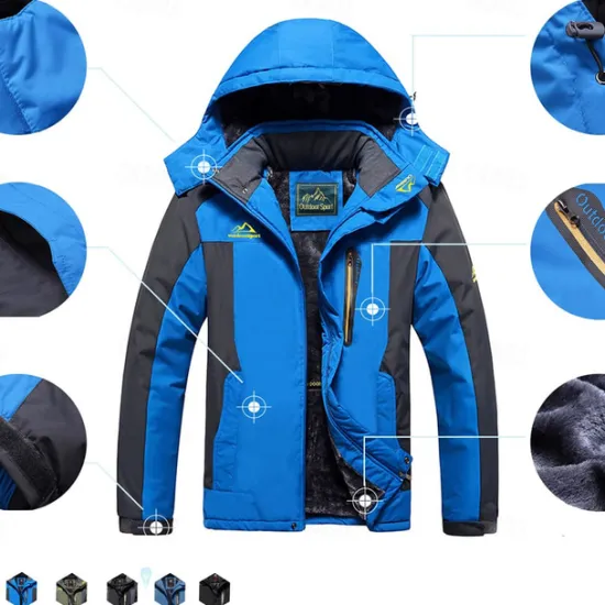 Clearance OUKU Men's Hoodie Jacket Ski Jacket Hiking Fleece Jacket Winter Outdoor Thermal Warm Fleece Lining Waterproof Windproof Outerwear Windbreaker Softshell Jacket Coat Skiing Ski Snowboard Fishing Black